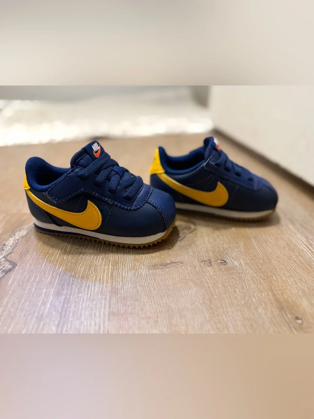 Nike Kids' Cortez EasyOn Sneaker - Midnight Blue/Yellow Toddler size 6c